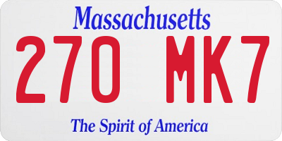 MA license plate 270MK7