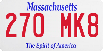 MA license plate 270MK8