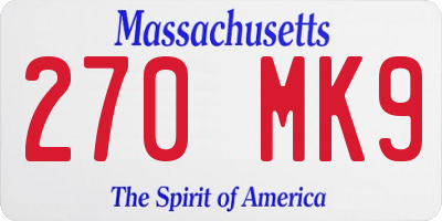 MA license plate 270MK9