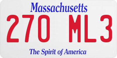 MA license plate 270ML3