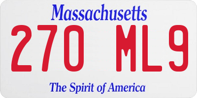 MA license plate 270ML9