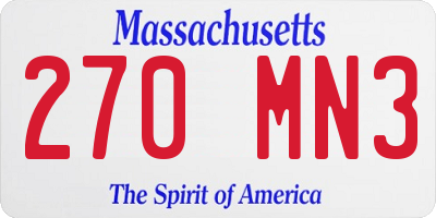 MA license plate 270MN3