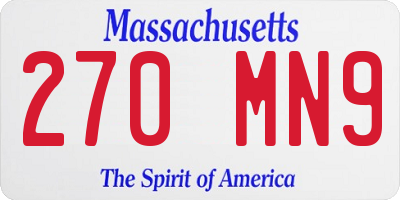 MA license plate 270MN9
