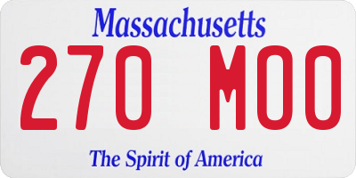 MA license plate 270MO0
