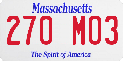 MA license plate 270MO3