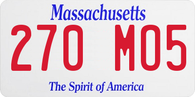 MA license plate 270MO5