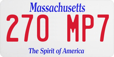 MA license plate 270MP7