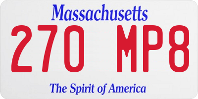 MA license plate 270MP8