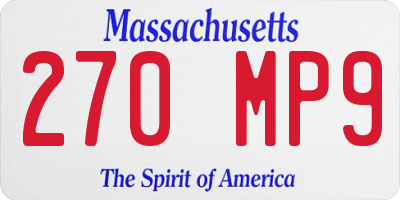 MA license plate 270MP9