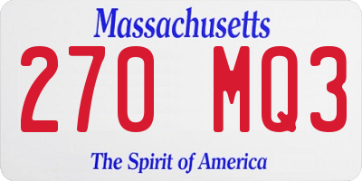 MA license plate 270MQ3