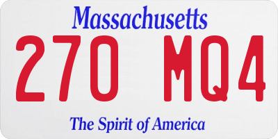MA license plate 270MQ4