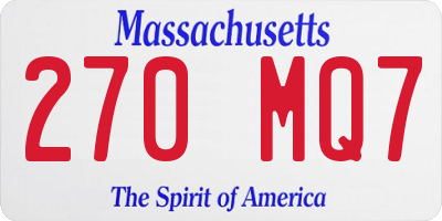 MA license plate 270MQ7