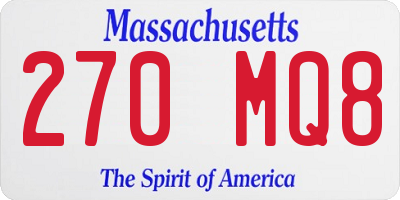 MA license plate 270MQ8