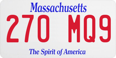 MA license plate 270MQ9