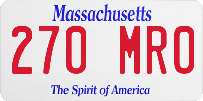 MA license plate 270MR0