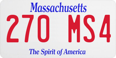 MA license plate 270MS4