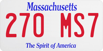 MA license plate 270MS7