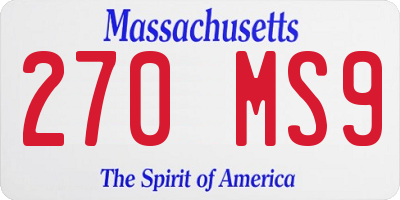 MA license plate 270MS9