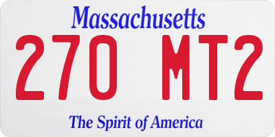 MA license plate 270MT2