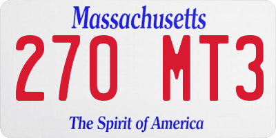 MA license plate 270MT3