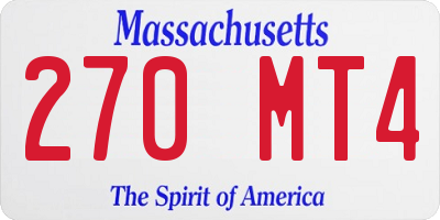 MA license plate 270MT4
