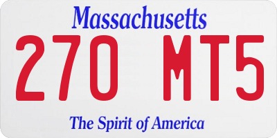 MA license plate 270MT5