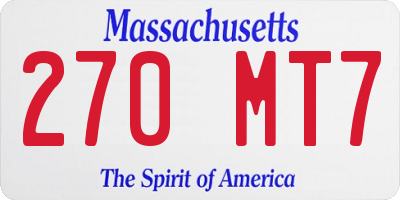 MA license plate 270MT7