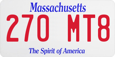 MA license plate 270MT8