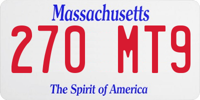 MA license plate 270MT9