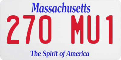 MA license plate 270MU1