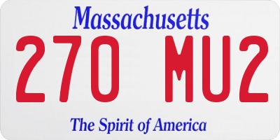 MA license plate 270MU2