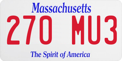 MA license plate 270MU3