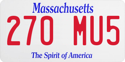 MA license plate 270MU5