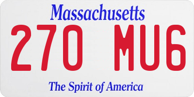 MA license plate 270MU6