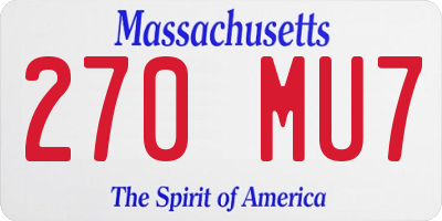 MA license plate 270MU7