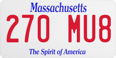 MA license plate 270MU8