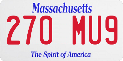 MA license plate 270MU9