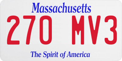 MA license plate 270MV3