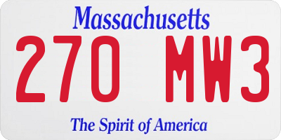 MA license plate 270MW3
