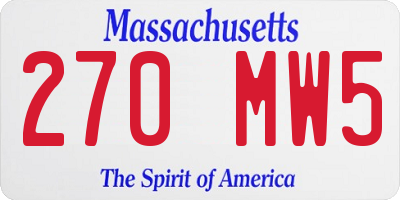 MA license plate 270MW5