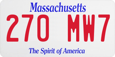 MA license plate 270MW7