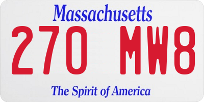 MA license plate 270MW8
