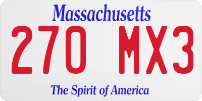 MA license plate 270MX3