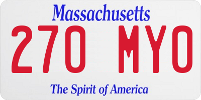 MA license plate 270MY0