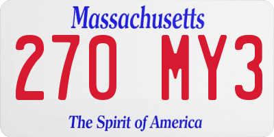 MA license plate 270MY3