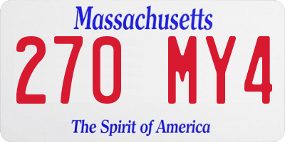 MA license plate 270MY4