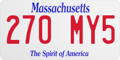 MA license plate 270MY5