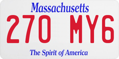 MA license plate 270MY6