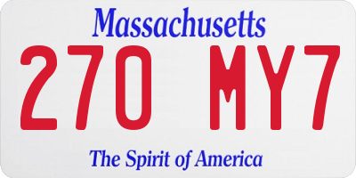 MA license plate 270MY7