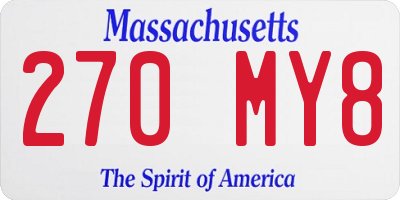 MA license plate 270MY8